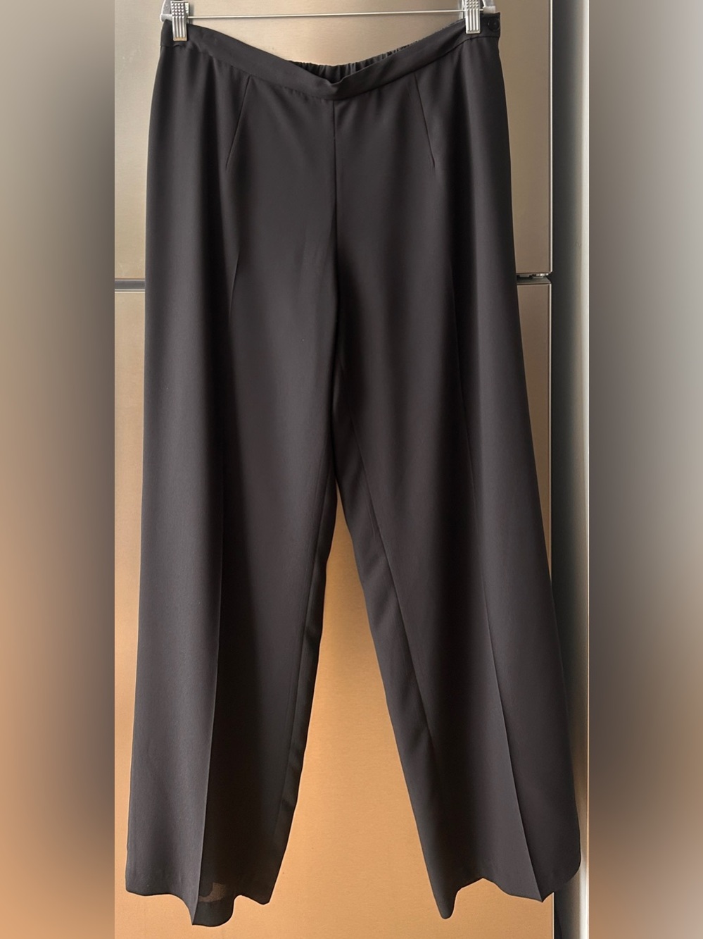 Vintage Black Wide Leg Trousers Elastic Waist Minimal Draped Pants 14W